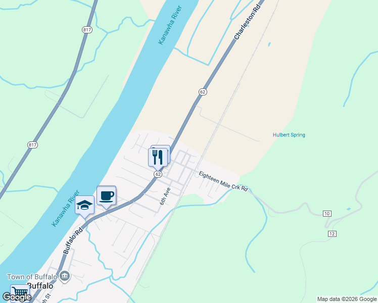 map of restaurants, bars, coffee shops, grocery stores, and more near 55 Elm Street in Buffalo