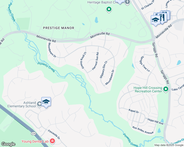 map of restaurants, bars, coffee shops, grocery stores, and more near 5947 Harvest Sun Road in Woodbridge