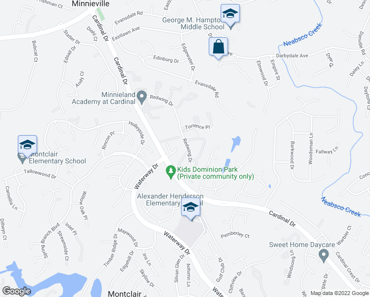 map of restaurants, bars, coffee shops, grocery stores, and more near 15048 Ardmore Loop in Woodbridge