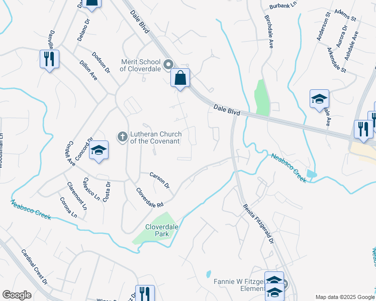 map of restaurants, bars, coffee shops, grocery stores, and more near 15008 Cherrydale Drive in Woodbridge