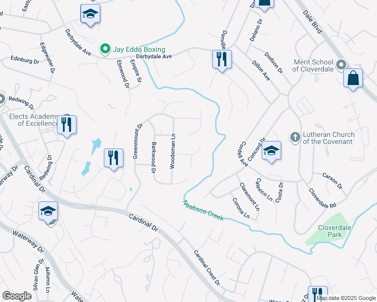 map of restaurants, bars, coffee shops, grocery stores, and more near 4094 Fallway Lane in Woodbridge