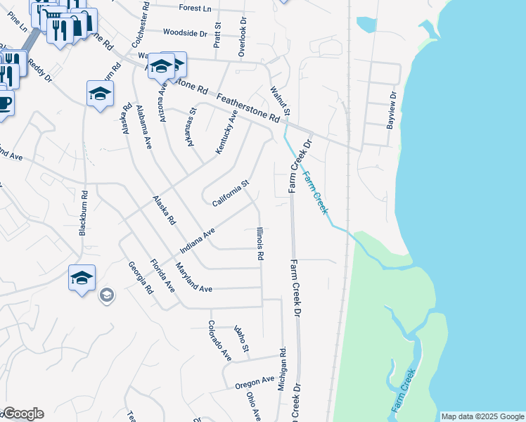 map of restaurants, bars, coffee shops, grocery stores, and more near 15007 Illinois Road in Woodbridge