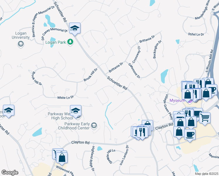 map of restaurants, bars, coffee shops, grocery stores, and more near 14720 Chermoore Drive in Chesterfield