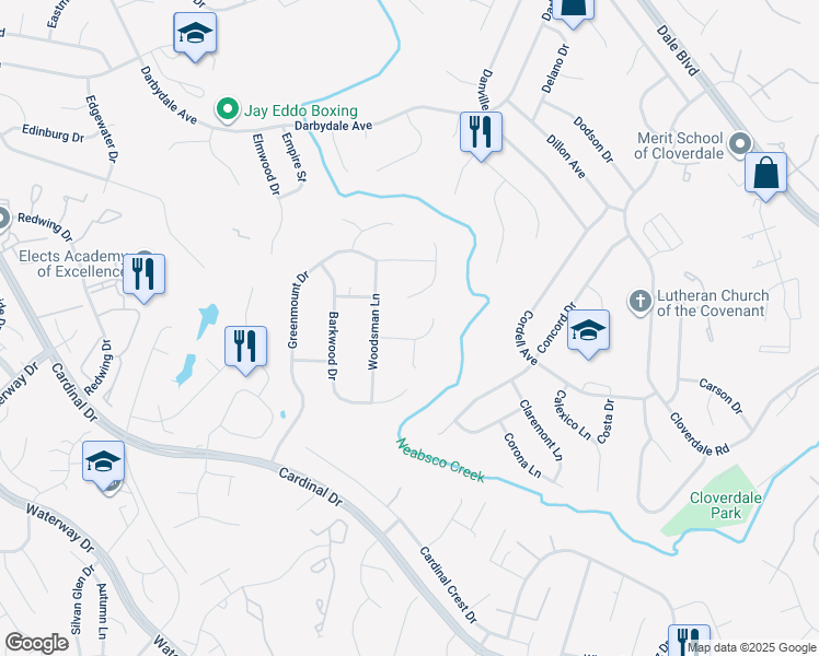 map of restaurants, bars, coffee shops, grocery stores, and more near 4094 Fallway Lane in Woodbridge