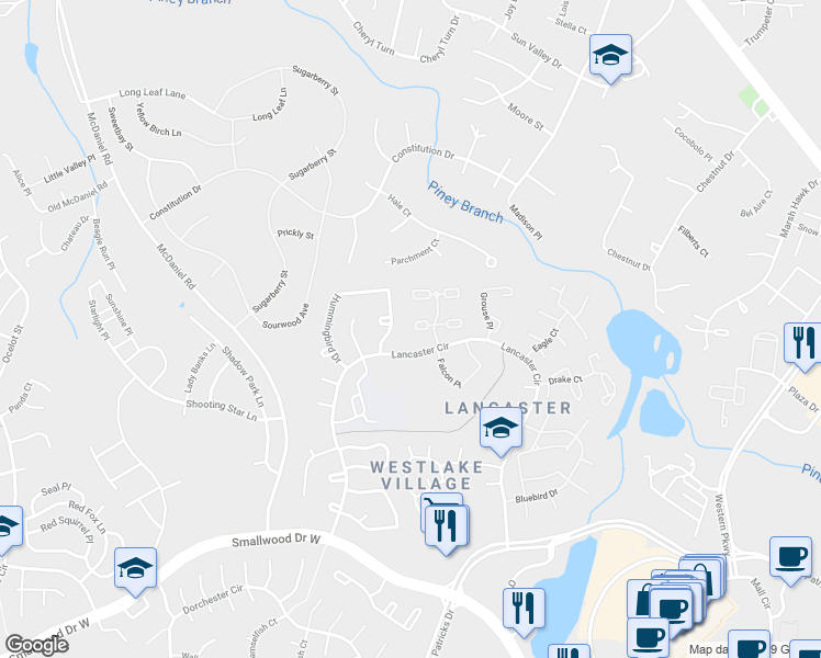 map of restaurants, bars, coffee shops, grocery stores, and more near 4687 Gadwell Place in Waldorf