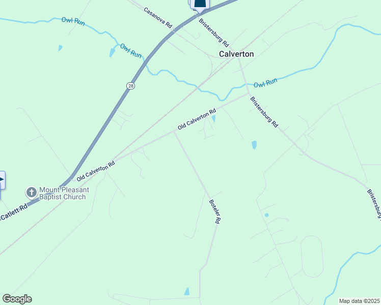 map of restaurants, bars, coffee shops, grocery stores, and more near Boteler Road in Catlett