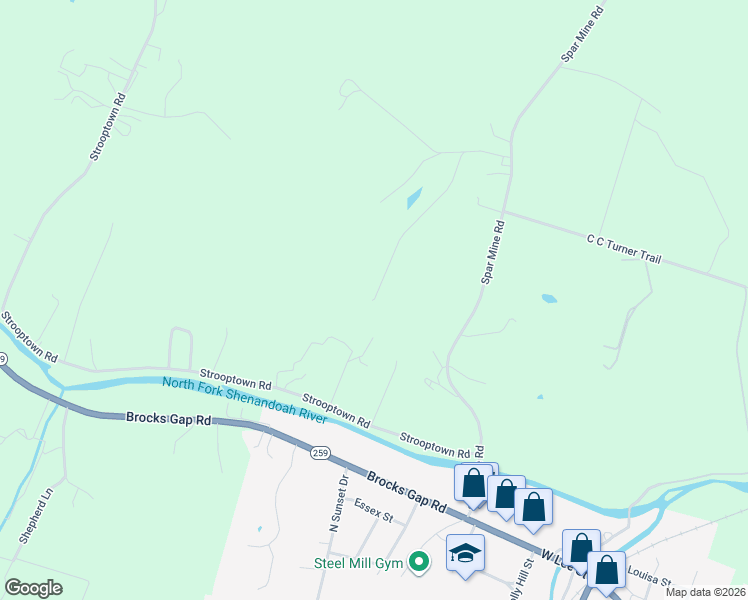 map of restaurants, bars, coffee shops, grocery stores, and more near 15320 Stable Lane in Timberville