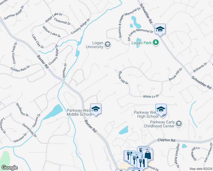 map of restaurants, bars, coffee shops, grocery stores, and more near 2366 Greenberry Hill Lane in Chesterfield