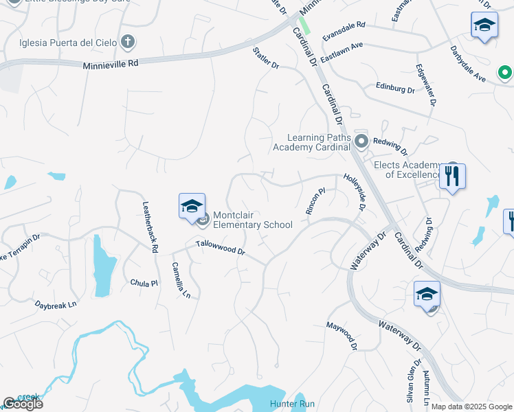 map of restaurants, bars, coffee shops, grocery stores, and more near 4900 Sugar Maple Lane in Montclair