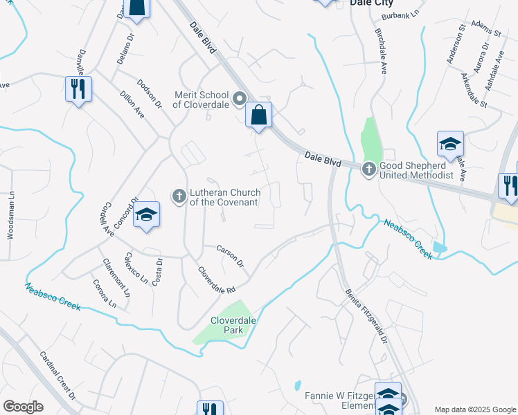 map of restaurants, bars, coffee shops, grocery stores, and more near 3554 Castle Hill Drive in Dale City
