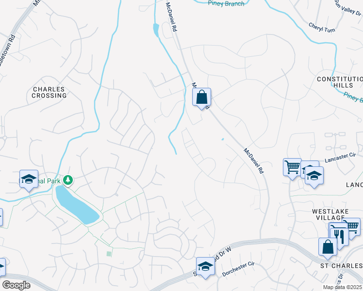 map of restaurants, bars, coffee shops, grocery stores, and more near 10469 Starlight Place in Waldorf