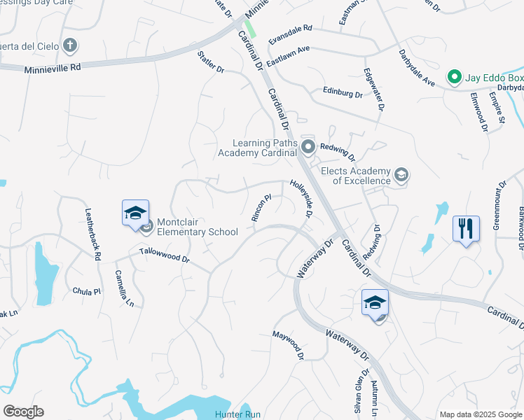 map of restaurants, bars, coffee shops, grocery stores, and more near 4585 Rincon Place in Montclair