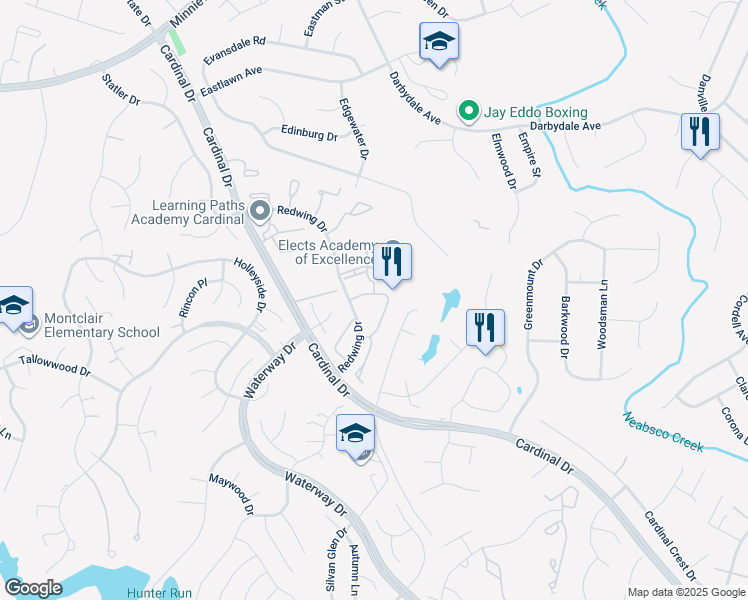 map of restaurants, bars, coffee shops, grocery stores, and more near 14946 Whittier Loop in Woodbridge