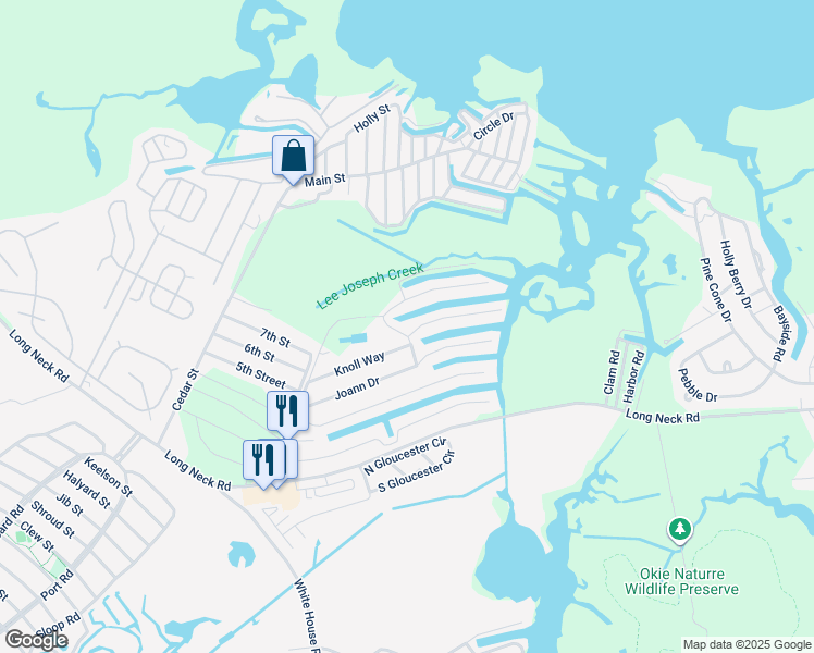 map of restaurants, bars, coffee shops, grocery stores, and more near 35561 Knoll Way in Millsboro