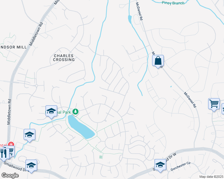 map of restaurants, bars, coffee shops, grocery stores, and more near 10583 Frasier Fir Lane in Waldorf