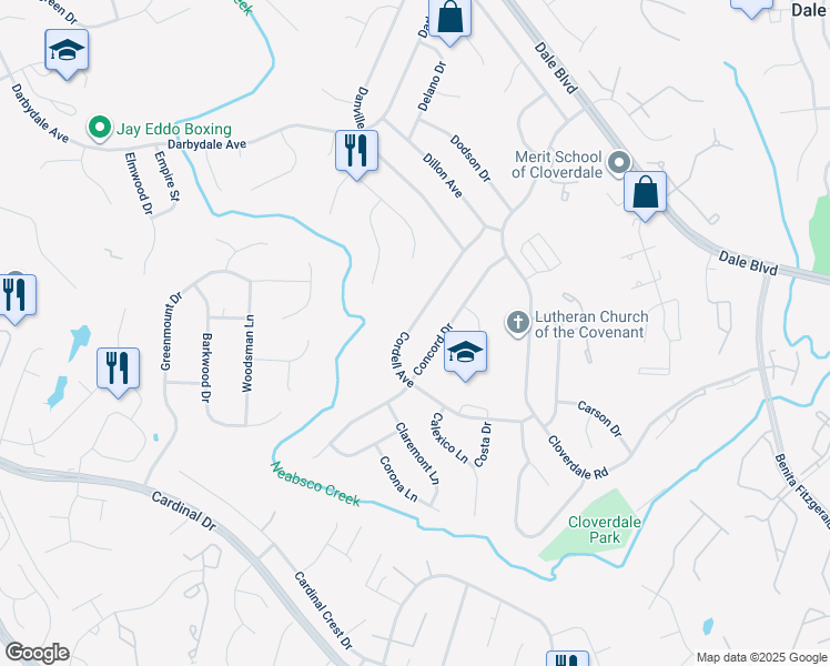map of restaurants, bars, coffee shops, grocery stores, and more near 15005 Cordell Avenue in Woodbridge