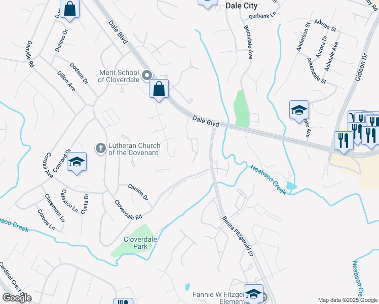 map of restaurants, bars, coffee shops, grocery stores, and more near 15084 Catbrier Court in Woodbridge