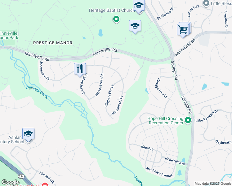 map of restaurants, bars, coffee shops, grocery stores, and more near 15004 Starry Night Court in Woodbridge