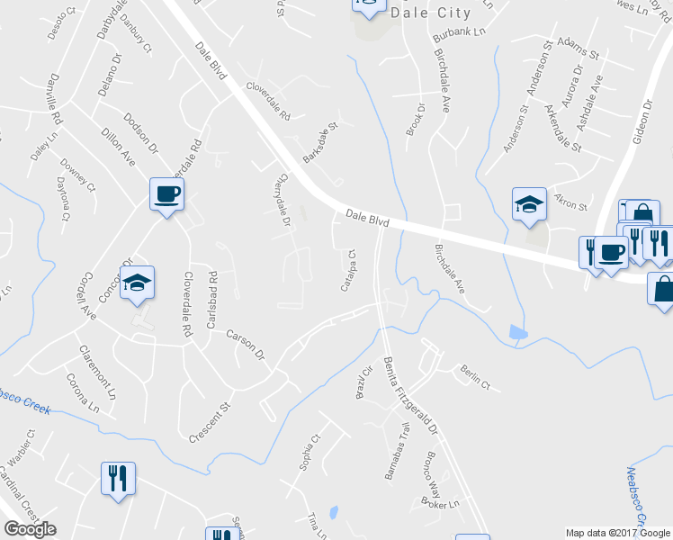 map of restaurants, bars, coffee shops, grocery stores, and more near 15080 Catbrier Court in Woodbridge