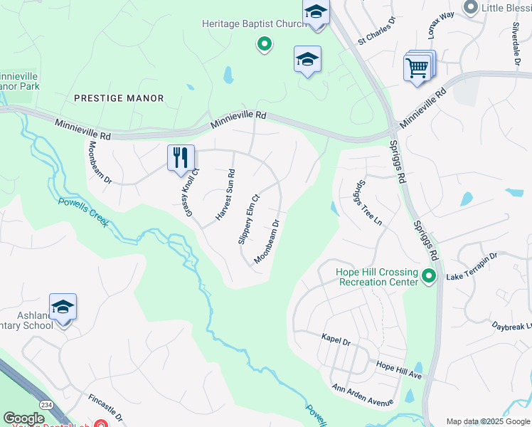map of restaurants, bars, coffee shops, grocery stores, and more near 15004 Starry Night Court in Woodbridge