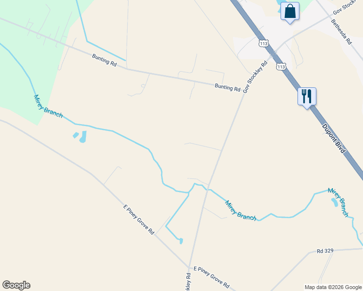 map of restaurants, bars, coffee shops, grocery stores, and more near 26084 Governor Stockley Road in Georgetown