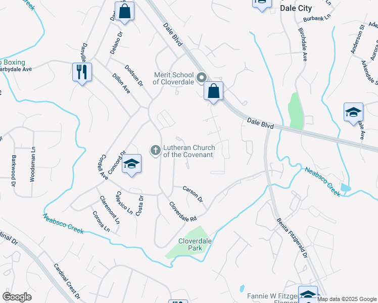 map of restaurants, bars, coffee shops, grocery stores, and more near 15071 Cardin Place in Woodbridge