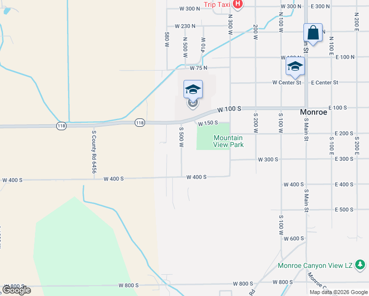map of restaurants, bars, coffee shops, grocery stores, and more near 255 South 500 West in Monroe