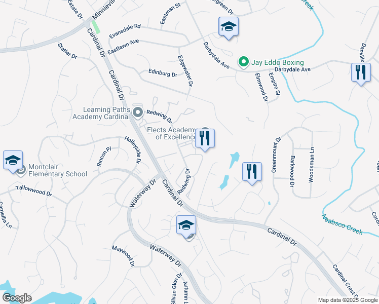 map of restaurants, bars, coffee shops, grocery stores, and more near 14933 Whittier Loop in Woodbridge