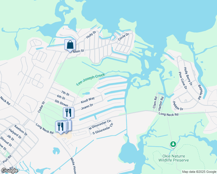 map of restaurants, bars, coffee shops, grocery stores, and more near 35561 Knoll Way in Millsboro