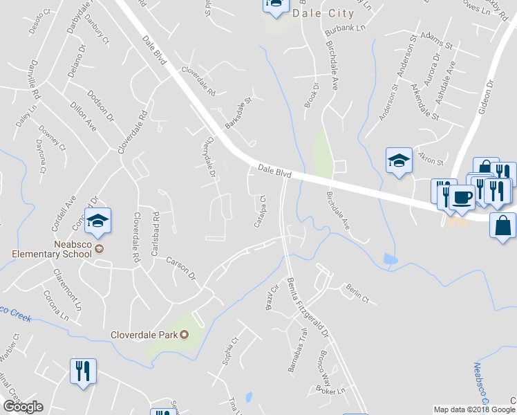 map of restaurants, bars, coffee shops, grocery stores, and more near 15044 Catalpa Court in Woodbridge