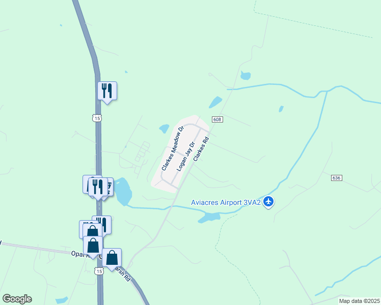 map of restaurants, bars, coffee shops, grocery stores, and more near 9717 Logan Jay Drive in Bealeton