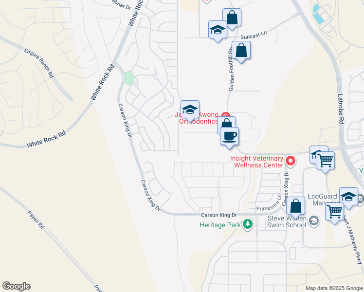 map of restaurants, bars, coffee shops, grocery stores, and more near 4841 Monte Mar Drive in El Dorado Hills