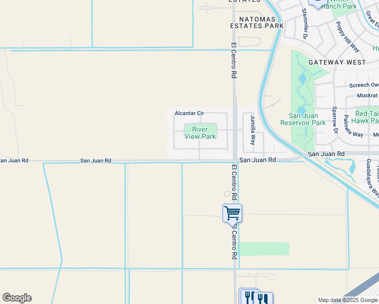 map of restaurants, bars, coffee shops, grocery stores, and more near 760 Alcantar Circle in Sacramento