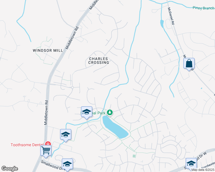 map of restaurants, bars, coffee shops, grocery stores, and more near 9661 Bergamont Court in Waldorf