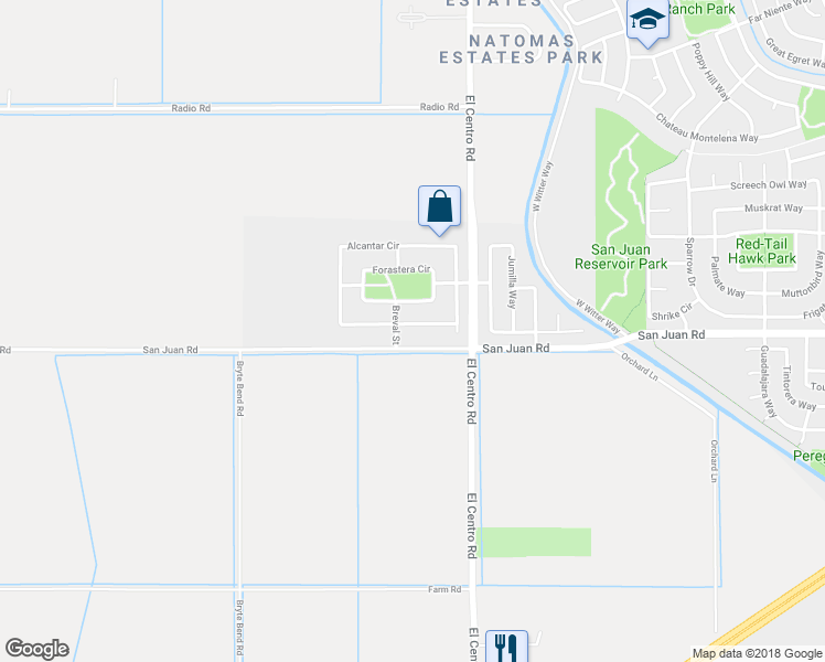 map of restaurants, bars, coffee shops, grocery stores, and more near 130 Alcantar Circle in Sacramento