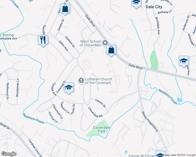 map of restaurants, bars, coffee shops, grocery stores, and more near 15057 Cardin Place in Woodbridge