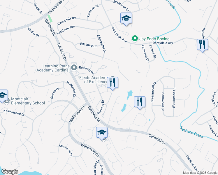 map of restaurants, bars, coffee shops, grocery stores, and more near 4493 Torrence Place in Woodbridge