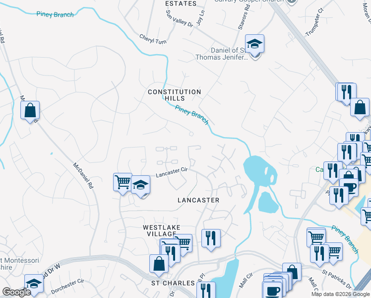 map of restaurants, bars, coffee shops, grocery stores, and more near 4534 Grouse Place in Waldorf