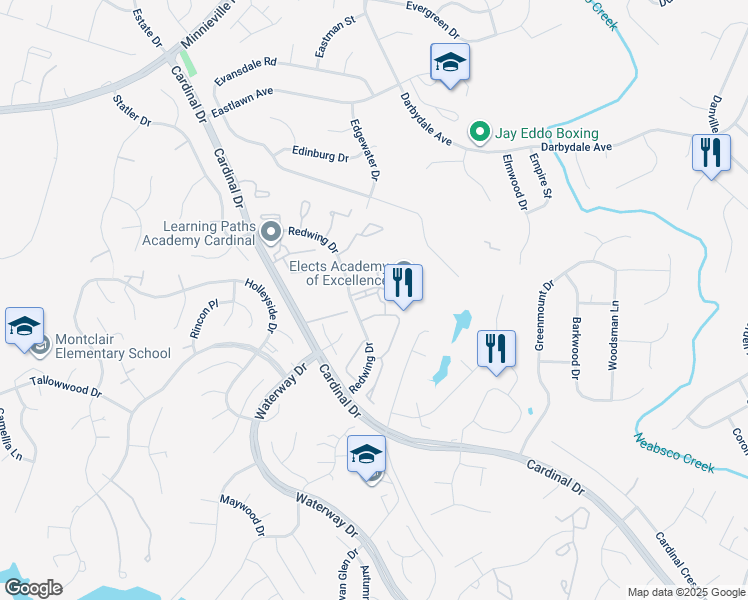 map of restaurants, bars, coffee shops, grocery stores, and more near 4519 Torrence Place in Woodbridge