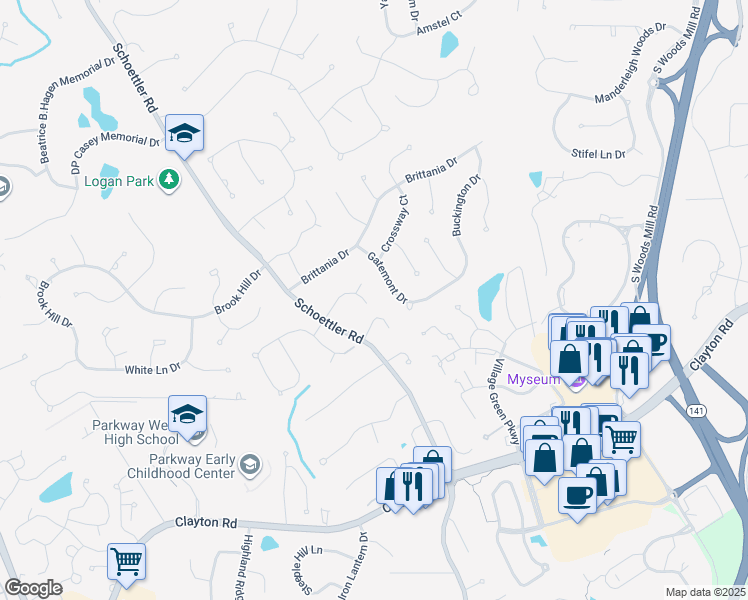 map of restaurants, bars, coffee shops, grocery stores, and more near 14603 Chermoore Drive in Chesterfield