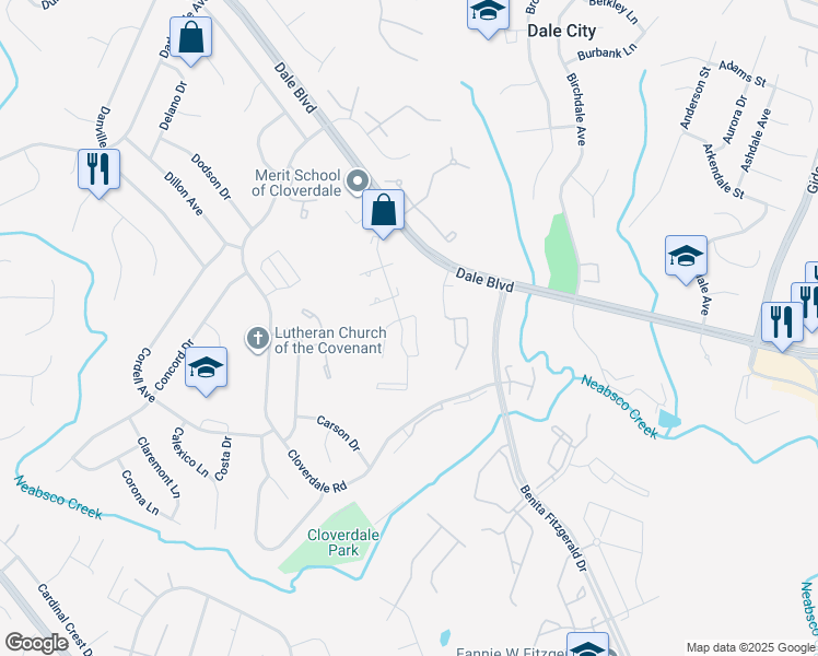 map of restaurants, bars, coffee shops, grocery stores, and more near 14875 Cherrydale Drive in Woodbridge