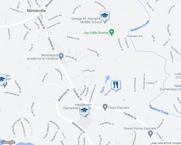 map of restaurants, bars, coffee shops, grocery stores, and more near 4493 Torrence Place in Woodbridge