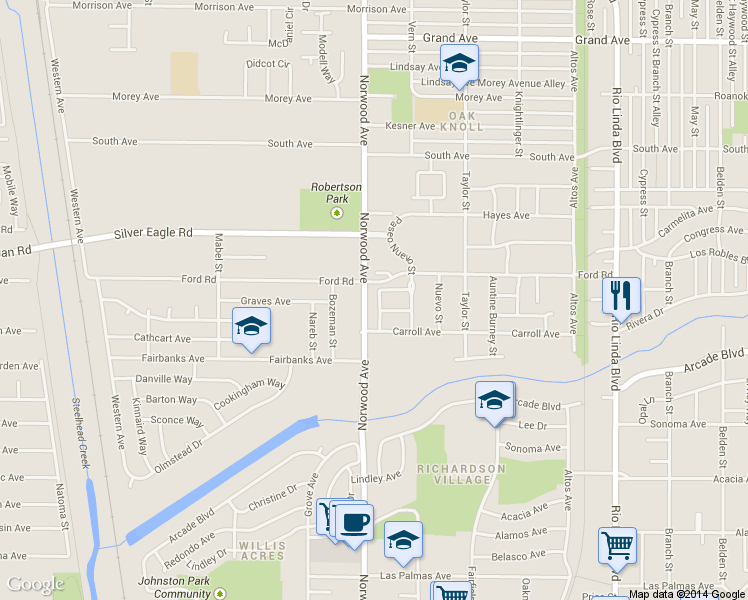map of restaurants, bars, coffee shops, grocery stores, and more near 3345 Tierra Nuevo Way in Sacramento