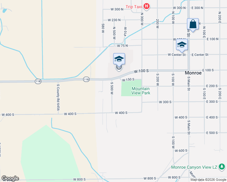 map of restaurants, bars, coffee shops, grocery stores, and more near 233 South 500 West in Monroe
