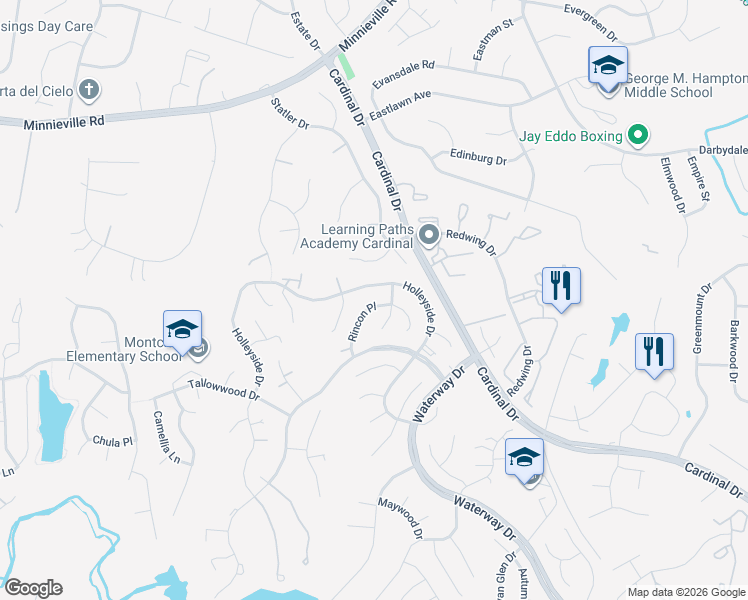 map of restaurants, bars, coffee shops, grocery stores, and more near 4570 Rincon Place in Montclair