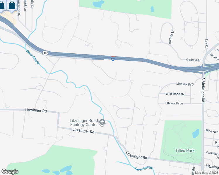 map of restaurants, bars, coffee shops, grocery stores, and more near 22 Rolling Rock Court in St. Louis