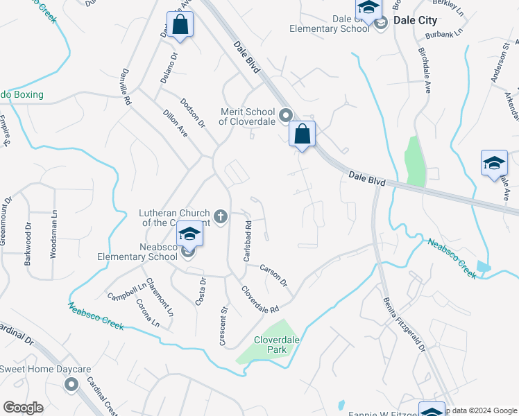 map of restaurants, bars, coffee shops, grocery stores, and more near 15050 Cardin Place in Woodbridge