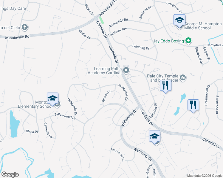 map of restaurants, bars, coffee shops, grocery stores, and more near 4566 Rincon Place in Dumfries