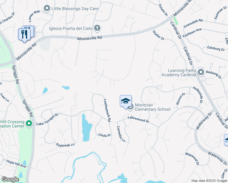 map of restaurants, bars, coffee shops, grocery stores, and more near 5109 Bobcat Court in Woodbridge