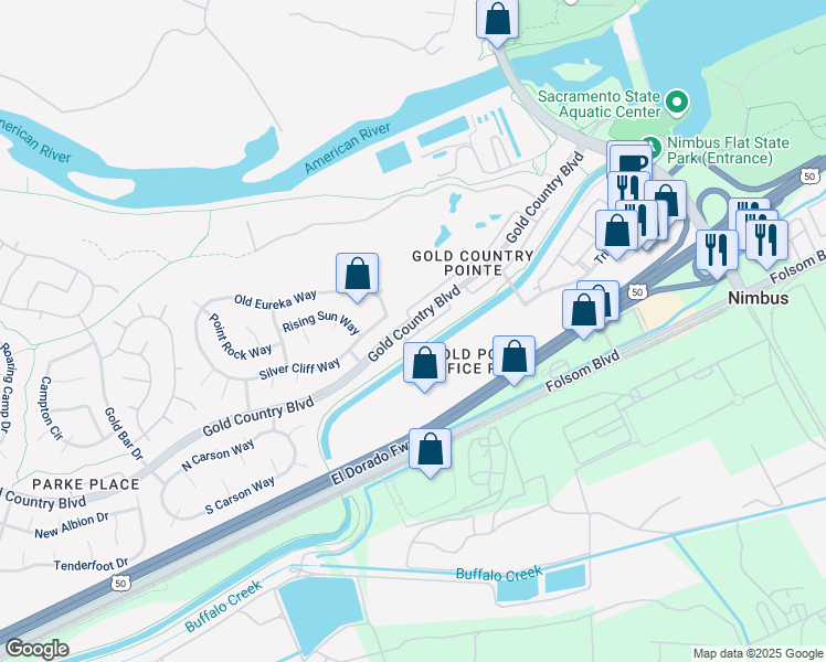 map of restaurants, bars, coffee shops, grocery stores, and more near 12013 Gold Arbor Lane in Gold River